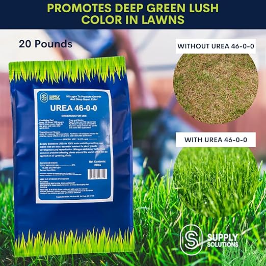 Supply Solutions Urea 46-0-0 Nitrogen Fertilizer to Stimulate Lush Growth and Deep Green Color - Plant Food Plant Fertilizer for Plants Lawn Garden - Bloom Booster for Flowers, Fruits (20 Pounds)