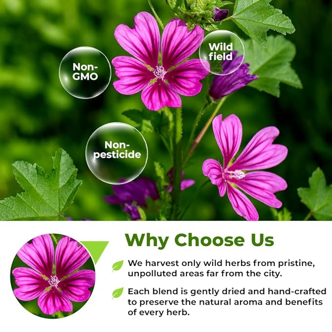 4 oz. Malva Tea Mallow Herb Mallow Flower Leaves Herbal Tea (Malva) - 113g Herb