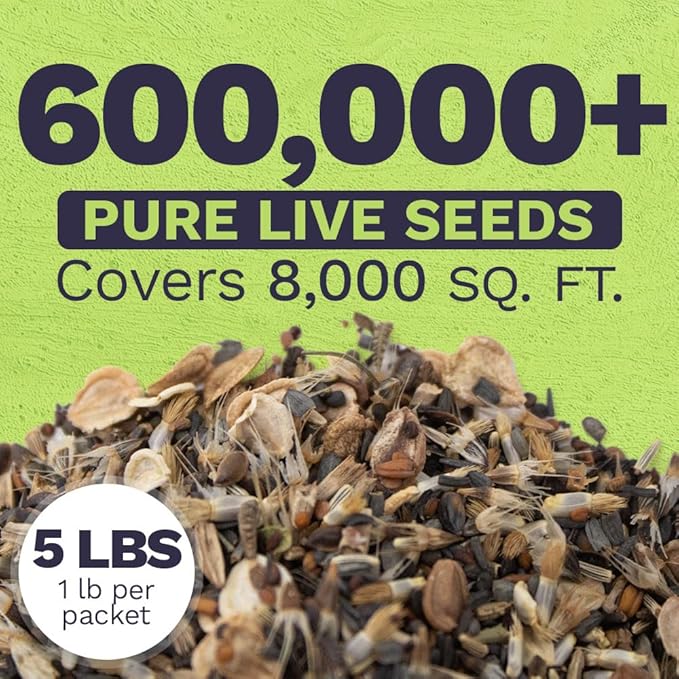 Drought Tolerant Wildflowers Mix – Bulk 5 Pounds – Over 600,000 Open Pollinated Non-GMO Seeds – 21 Different Dryland Species