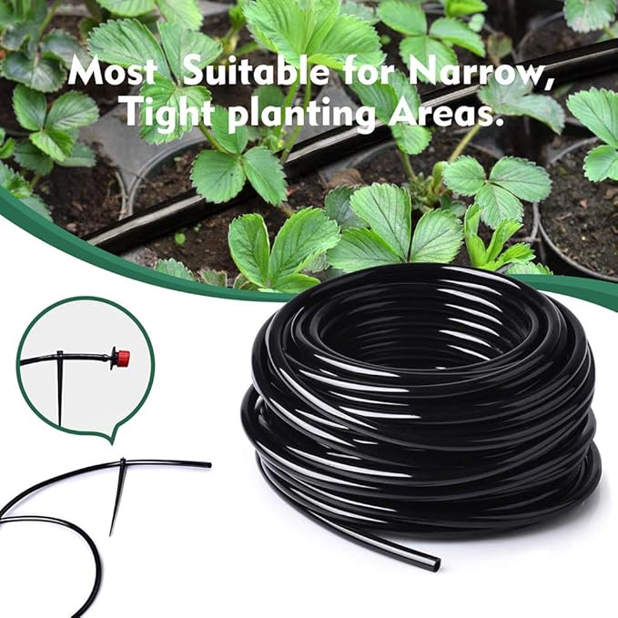 Bonviee 100ft 1/4 inch Blank Distribution Tubing Drip Irrigation Hose Garden Watering Tube Line for Small garden irrigation system