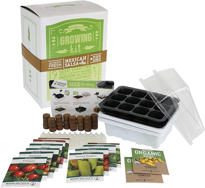 Salad & Vegetable Garden Seed Starter Kit | Deluxe | 12 Non-GMO Varieties | Gardening Starter Kit | Seeds: Cucumber, Sweet Pepper, Tomato, Chives, Lettuce, Carrot & More