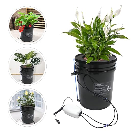 2 in 1 Deep Water Culture Kit with Air Pump Soilless Planting System, Hydroponic Grow System Kit Feed Circulation Drip Irrigation, 5-Gallon Deep Water Culture for Indoor&Outdoor