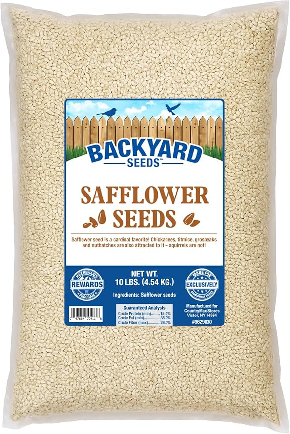 CountryMax Backyard Seeds Safflower Bird Seed for Cardinals (10 Pounds)
