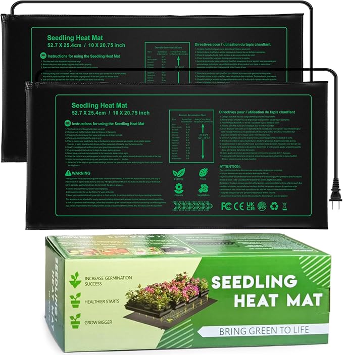 NAMOTEK 2 Pack Seedling Heat Mat, Durable Waterproof Seed Germination Heating Mat, Warm Hydroponic Plant Heating Pad