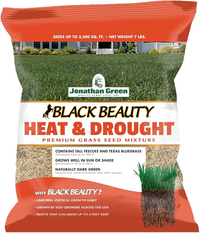 Jonathan Green (10515) Black Beauty Heat & Drought Resistant Grass Seed - Cool Season Lawn Seed (7 lb)
