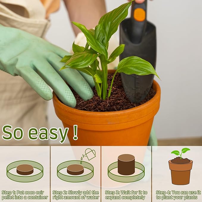 Halatool 50pcs Organic Coconut Coir Pellets Soil for Seed Starter, 30mm Compressed Coco Coir Potting Soil for Growing Vegetables, Fruits, Flowers