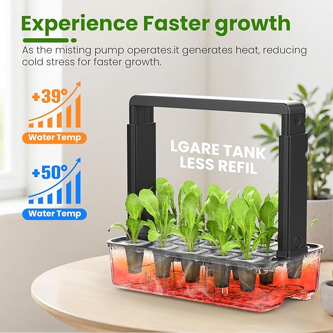 Indoor Garden Hydroponics Growing System: 15 Pods Plant Germination Kit Herb Vegetable Growth Lamp Countertop with LED Grow Light - Hydrophonic Planter Grower Harvest Lettuce Tents