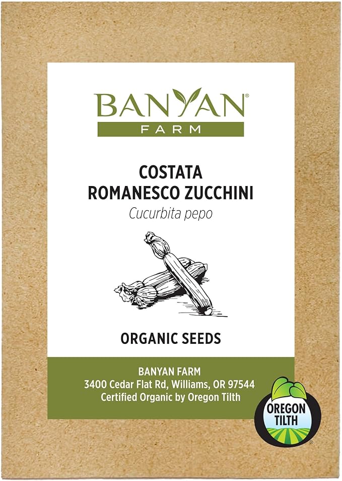 Banyan Botanicals Organic Zucchini Seeds – Costata Romanesco Zucchini Seeds – Great for Cooking, Baking, or Zucchini Noodles – 25 Count – Open Pollinated Non-GMO Easy-to-Grow