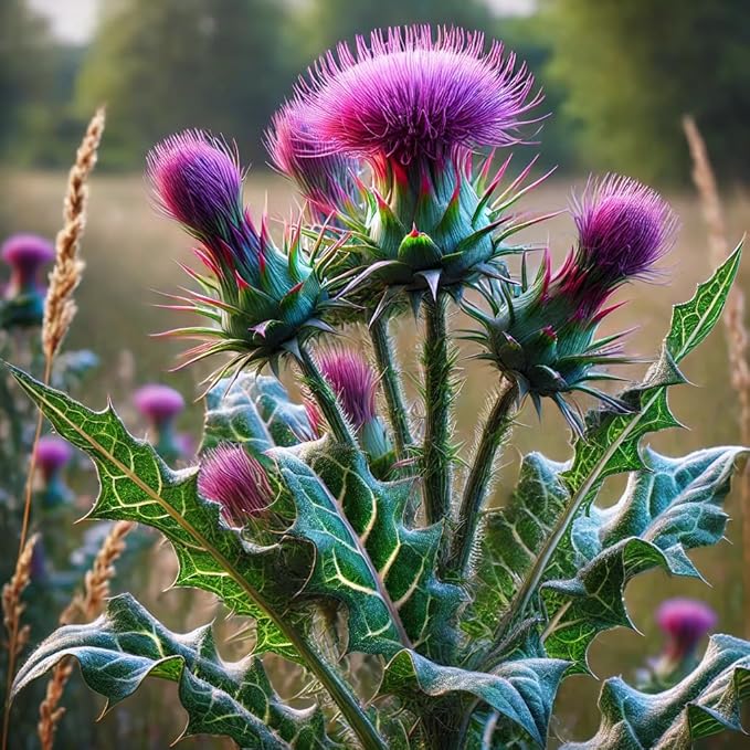 Milk Thistle Seeds – Annual/Biennial Herb (Silybum marianum) | Medicinal Plant, Pollinator-Friendly, Striking Spiny Foliage & Purple Blooms