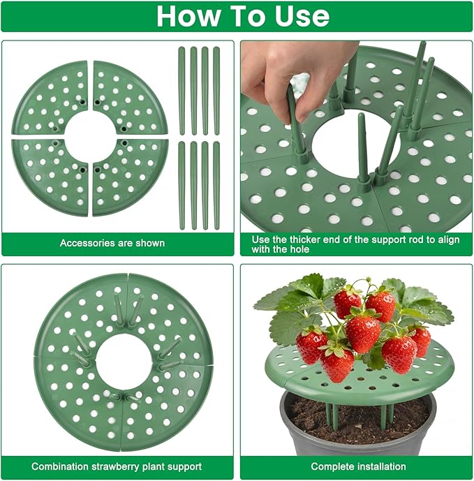 ChezMax 6 Pack Strawberry Plant Support - Strawberry Support Holder for Garden, Strawberrys Trellis Stand with 48 Legs, Planting Live Plants or Seeds, Plant Pot Stand Protection