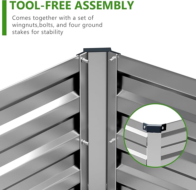 Easllre 2PCS 7x3x1ft Galvanized Raised Garden Bed Kit, Galvanized Planter Raised Garden Boxes Outdoor, Large Metal Raised Garden Beds for Vegetables,Silver
