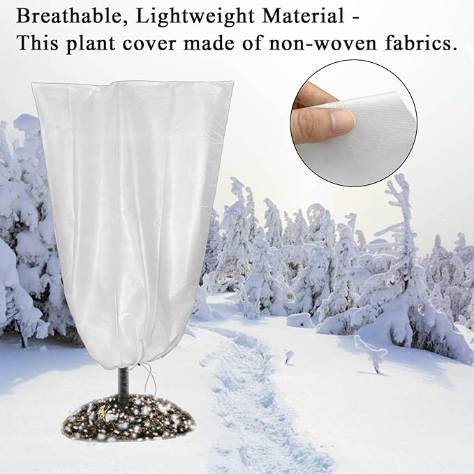 SKARUMMER Winter Plant Covers Freeze Protection 32x47 Inch Garden Frost Tree Blanket Shrub Covers with Drawstring for Cold Weather Frost Protection Sun Protection (5 Pack)