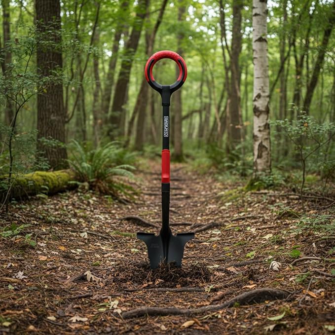 Root Slayer RS220 Heavy Duty Garden Shovel with Serrated Blade for Digging and Root Removal, Steel Spade