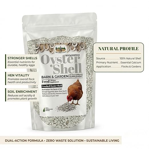 Organic Oyster Shell Calcium Supplement - Crushed Shells for Plants, Chickens, and Compost - Natural Fertilizer Boost for Healthy Gardens 20lbs. by Old Cobblers Farm (20 lbs)