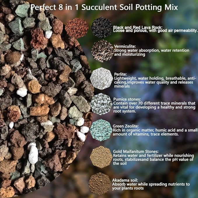Mix Horticulturall 3lbs Lava Rocks Mixed Potting Soil for Plants Bonsai Succulents and Cacti Soil Decoration Gravel Volcanic Pumice Stones for Terrarium, Top Dressing, Fairy Gardening