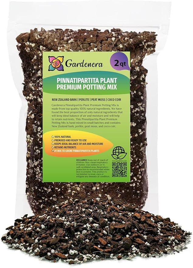 GARDENERA Monstera Pinnatipartita Plant Soil Mix - Hand-Crafted with The Finest Ingredients for Vibrant Foliage - 2 Quart