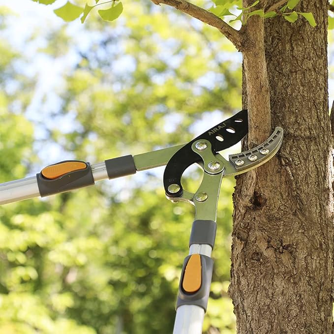 AIRAJ Telescoping Anvil Loppers, Heavy Duty Branch Cutter Tree Trimmer with SK5 Steel Spare Blade, 27-41''Adjustable Aluminum Handle, Labor-Saving Garden Tools for Cutting Thick Branches Up to 2 Inch