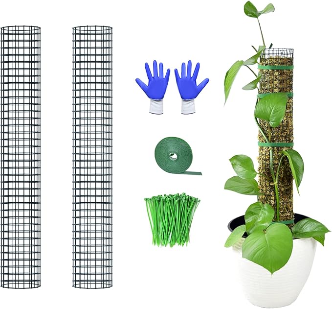 2 Pack Metal Moss Pole, 24" Moss Poles for Plants Monstera, Stackable Sphagnum Moss Pole, Plant Poles for Climbing Plants Work with Sphagnum Moss(2 Pack 24")