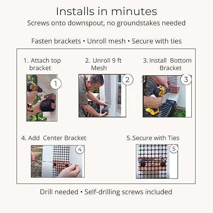 Downspout Trellis for Rain Gutters and Downspouts 9 ft x 4 Climbing Plant Support, HDPE Mesh Vine Trellis with Mounting Hardware for Clematis and Vines, Scroll Trellis 2-Pack