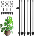 Plant Stakes for Indoor Plants, RIFNY 14 Inch Plant Support Stakes with Clips, Tall Adjustable Plant Sticks for Indoor Monstera Tomato Orchid Potted Plants Flower (6 PCS, Black)