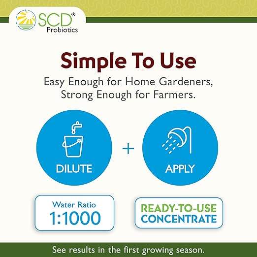 SCD BioAg – Organic Lawn and Garden Soil Microbes with 12 Probiotic Strains, Live Super Concentrate of Liquid Microorganisms, Chemical-Free Soil Revitalizer, Yard & Lawn Treatment (1 Liter w/Sprayer)
