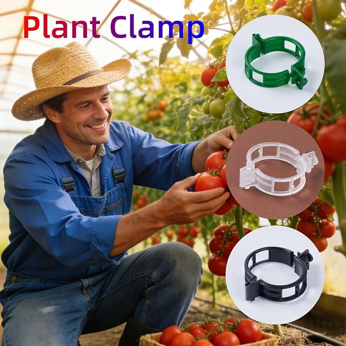200Pcs Garden Vine Plant Support Clips,Plastic Fixing Clips for Securing and Training Climbing Plants,Tomatoes,Grapes,Vine Vegetables and Potted Plant (200, Black)