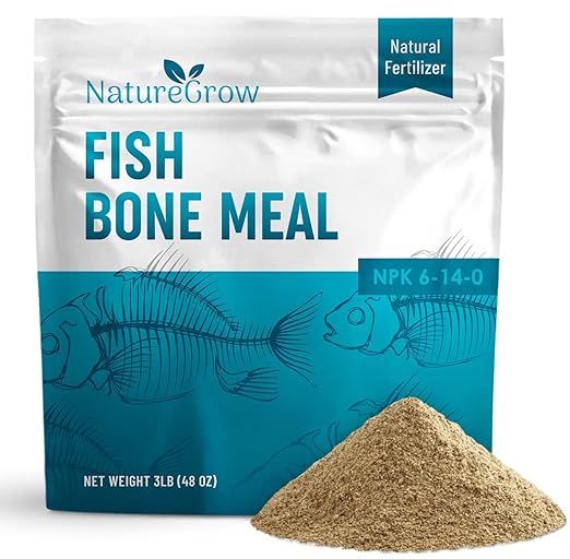 Fish Bone Meal Fertilizer-6-14-0 Natural Plant Food Source of Nitrogen and Phosphorus for Organic Gardening (6LB)