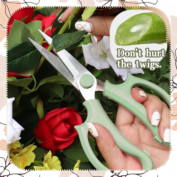 3Pcs Garden Flower Scissor,Floral Scissors Pruning Shears,Stainless Steel Flowers Scissors with Comfortable Grip Handles,Premium Garden Clippers for Flower Arrangement,Gardening Tool