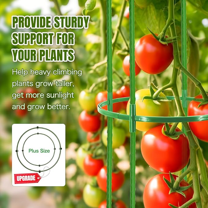 Joyhalo 2 Pack Tomato Cages for Garden, 65 Inch Heavy Duty Tomato Cage, Larger Size & Height Adjustable Tomatoes Trellis for Climbing Plants Vegetables Flowers Cucumber Peony