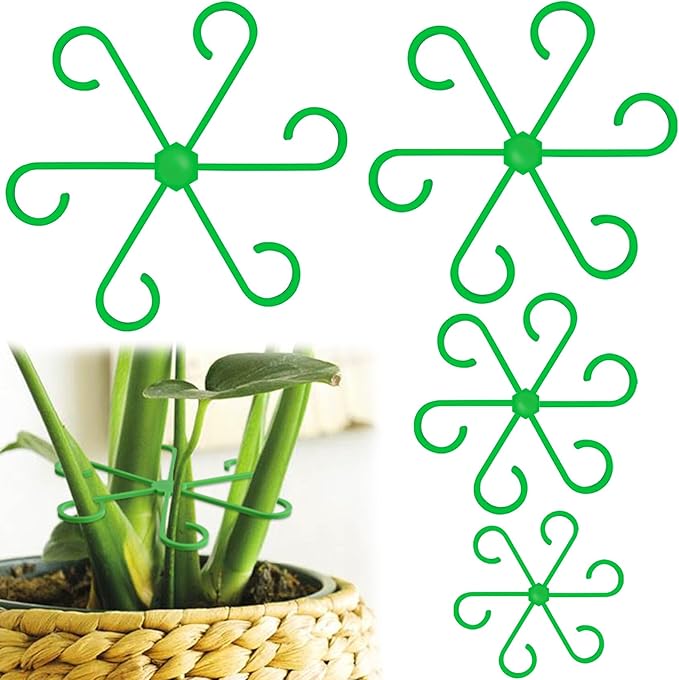 8pcs Climbing Houseplant Supports, 4 Sizes Plastic Plant Holders Reusable Flower Growth Stakes Trellis Stem Growth Accessories for Garden