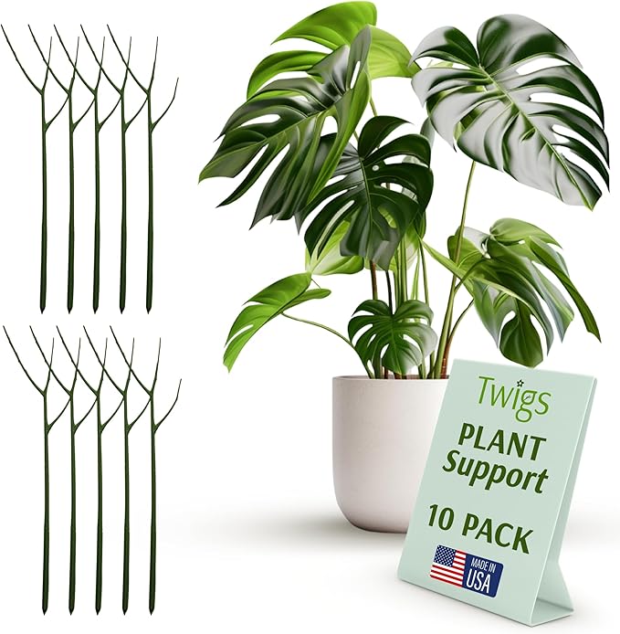 Plant Support Stakes for Indoor & Outdoor Use, Durable Trellis Alternative for Climbing & Potted Plants, Houseplant Stem Holder Structures - Monstera (Dark Green), 10 Pack, 22" L, Original