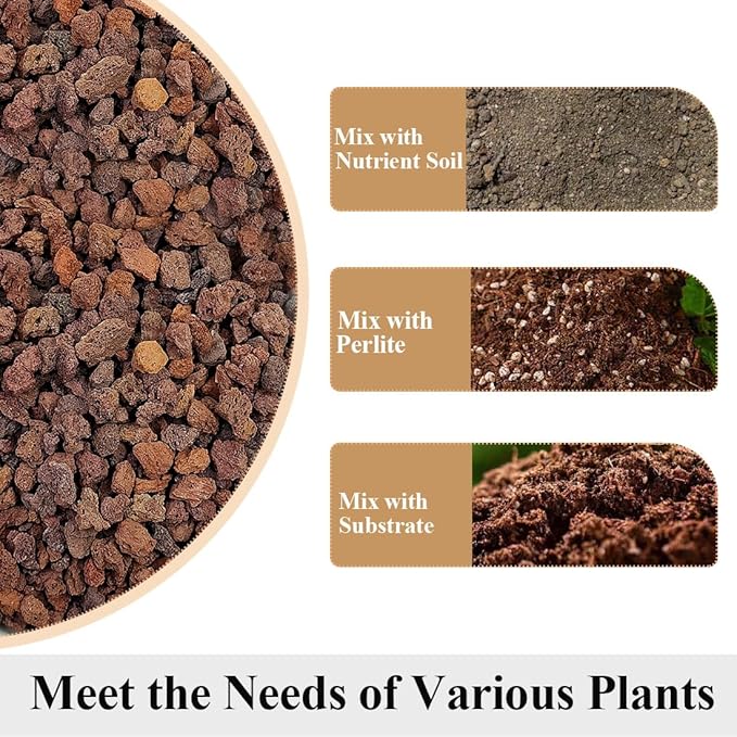 Red Horticultural Lava Rocks for Plants, 5lb Succulents Cactus Bonsai Soil Volcanic Rocks for Aquarium Outdoor Decorative Stones for Craft Projects, Vase Fillers