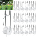 Tomato Support Hooks with String,20 Pack Tomato Trellis Roller Hooks with 49.2FT String for Plant,Greenhouse Tomato Flower Vine Twine Crop Trellis Kit Plant Roller Hook