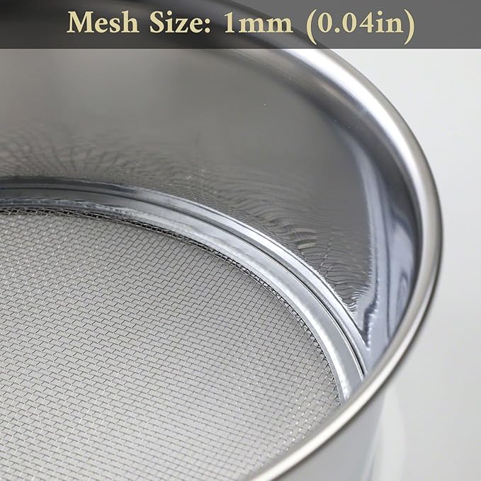 Wazakura 3PCS Soil Sieve Set 8-1/4 inch (210mm),3 Sieve Mesh Filter Sizes, Japanese Bonsai Gardening Tool - 8-1/4inch(210mm)
