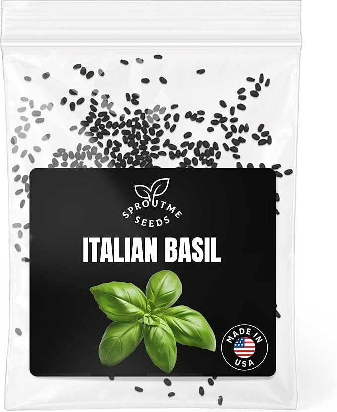 Fall & Winter Italian Basil Seeds for Indoor, Outdoor & Hydroponic Planting – 500+ Non-GMO Heirloom USA-Grown Culinary Herb, Fresh Aroma, High Germination (Ocimum basilicum)