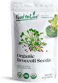 Food to Live Organic Broccoli Seeds for Sprouting, 4 Ounces – Non-GMO, Vegan, Kosher, Sirtfood, Bulk. Rich in Sulforaphane, Vitamin C. Grow Sprouts, Microgreens for Salads, and Sandwiches