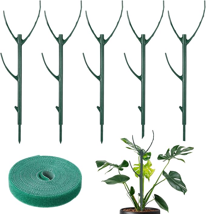 5Pcs Stackable Plant Support Stake Stem Holder Structures Frame & Plant Cage Support Ring Half Round for Sphagnum Twig Trellis Indoor Outdoor Potted Plants Stick for Vine Training & Stem Stabilization