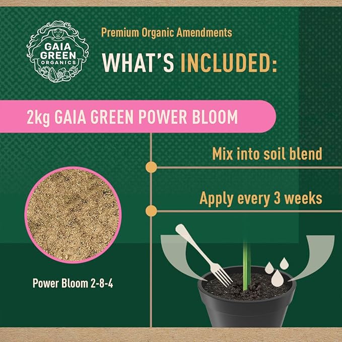 Gaia Green Power Bloom Fertilizer, 2 kg Pouch High Phosphate Organic Blend for Maximum Flowering and Fruit Production in Professional Hydroponics and Traditional Soil Gardening