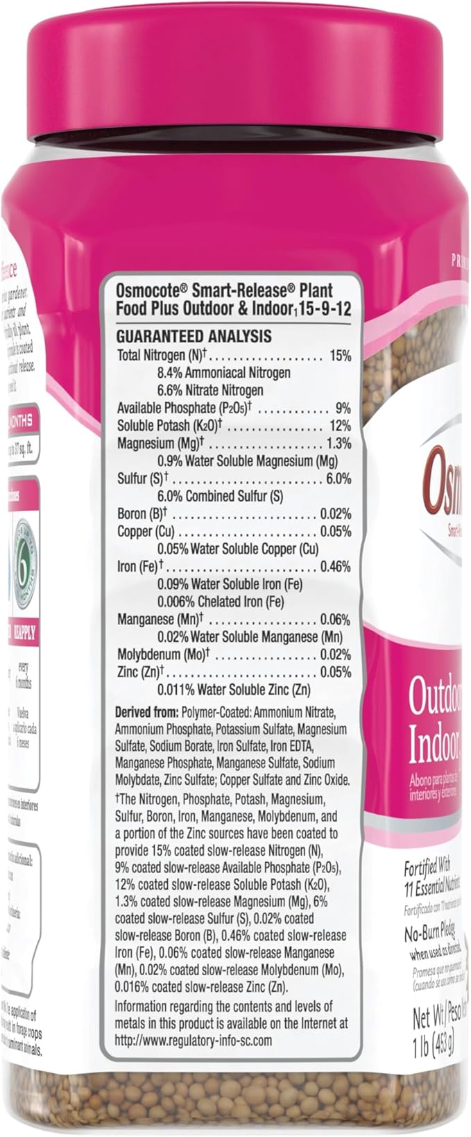 Osmocote Smart-Release Plant Food Plus Outdoor & Indoor - Granular, Continuous Release Plant Fertilizer with 11 Essential Nutrients, 1 lb.