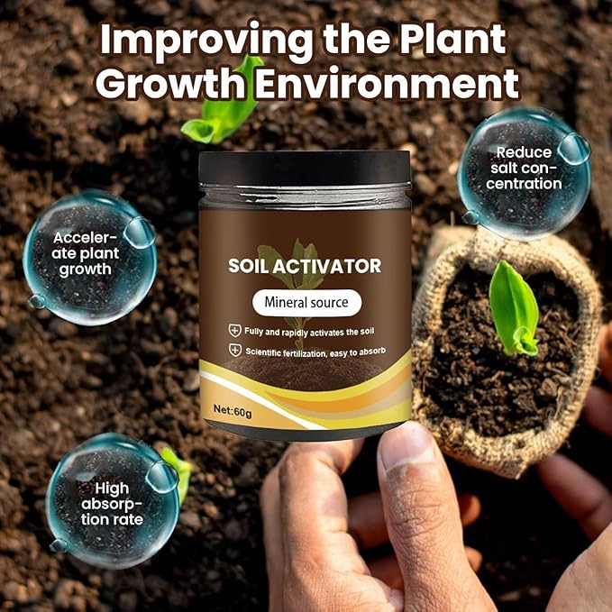 2Pcs Soil Activators, Organic Soil Activators and Plant Fertilizers, Soil Pro Activator, Water-Soluble Formula for Optimal Nutrient Uptake, Promoting Plant Rooting 120g