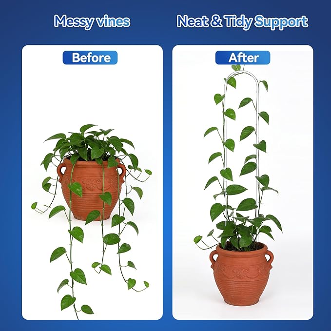 4 Pack U-Shaped Clear Acrylic Plant Supports - 23 inches Indoor/Outdoor Climbing Vine Trellis for Potted Plants, Ideal for Ivy & Tropical Houseplants,Plant Support Hoya Trellis (Modern Garden, 4)