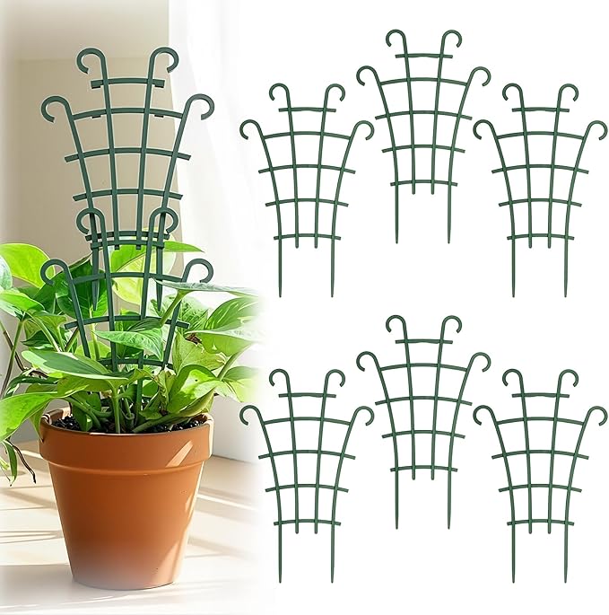 6Pcs Trellis for Potted Plants,Plant Support Stakes,Flower Plant Support,Plant Support Structures,Stackable Small Indoor Plant Trellis for Climbing Plants Outdoor