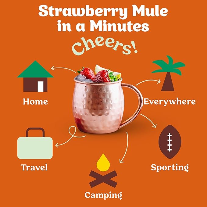 Craftmix Strawberry Mule Cocktail & Mocktail Drink Mixer, Skinny Mixes - Water Flavoring Packets - Made With Real Fruit - Vegan, Low-Carb, Low-Sugar, Non-GMO, Dairy Free, Gluten Free, 24 Pack