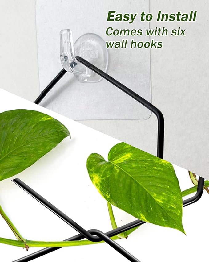 UNOONE Plant Trellis for Climbing Plants Indoor - Black Steel Sturdy and Durable Trellis for Monstera, Pothos, Ivy, and More | Indoor Plant Support and Garden Wall Trellis