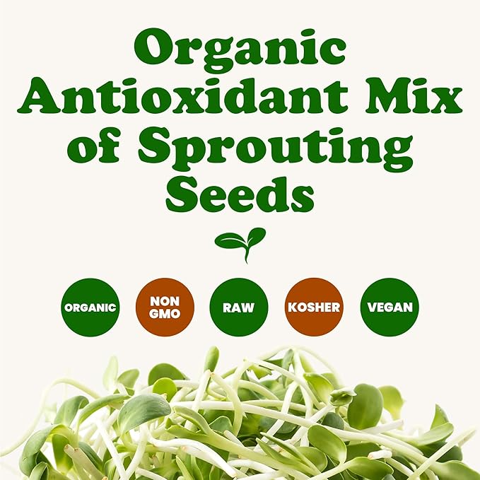 Food to Live Organic Antioxidant Mix of Sprouting Seeds, 1 Pound – Non-GMO Broccoli, Alfalfa, Clover, Rich Germination Rate, Non-Irradiated, Kosher, Vegan Superfood, Bulk, Rich in Sulforaphane
