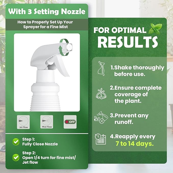 Neem Oil Plant Spray with Peppermint, 16oz Ready-to-Use, Natural Plant Protection, Multi-Purpose Botanical Spray for Indoor & Outdoor Use, Safe for Vegetables & Houseplants
