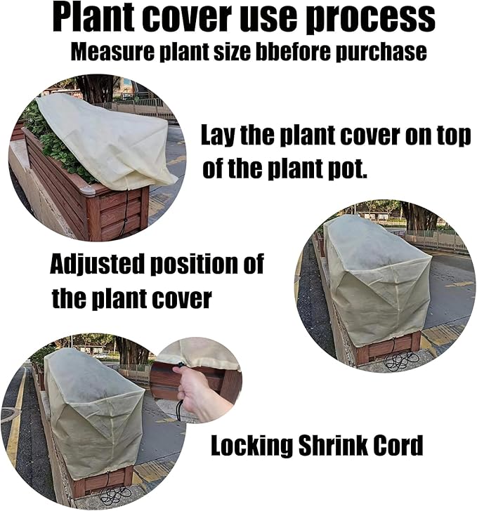 EJW Planter Cover, Plant Covers Freeze Protection,2 Pack 59.2"*17.7"x15.7" Planter Covers for Winter, Frost Cloths for Outdoor Plants, Raised Bed Covers for Winter.