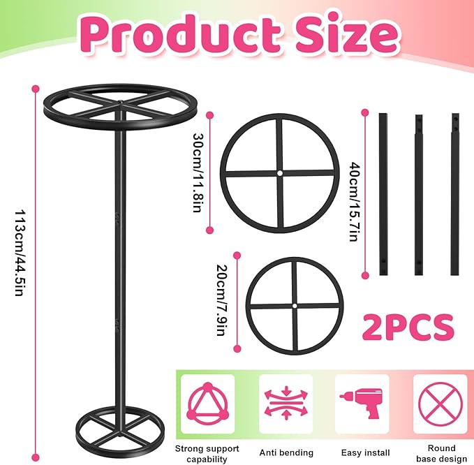 Metal Dragon Fruit Trellis, Adjustable Durable Dragon Fruit Plant Trellis Vertical Indoor Support Frame for Climbing Plants Trees Cactus Garden Outdoor Potted Support, 2 Pcs