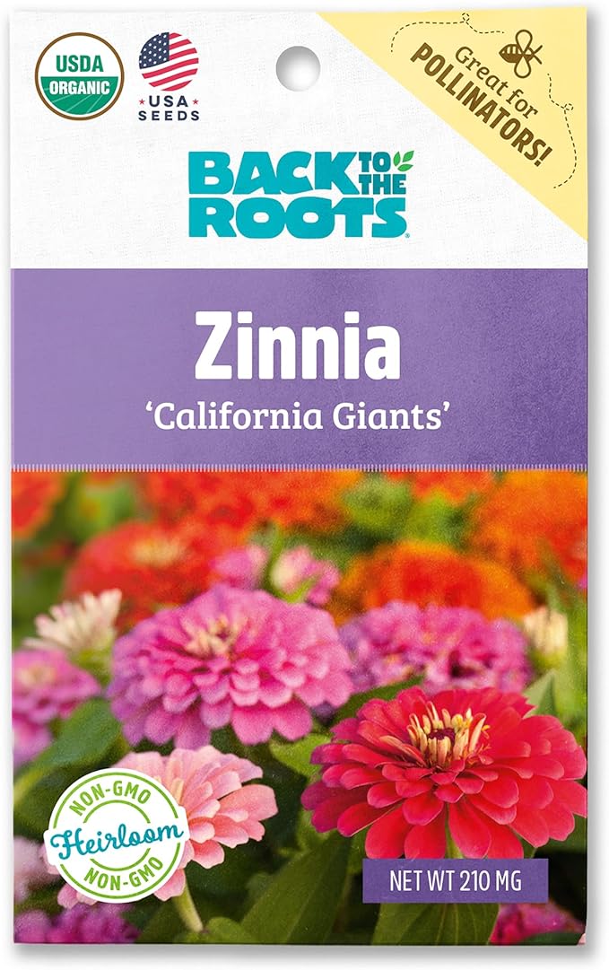 Back to The Roots 100% Organic Seed Packet - Zinnia 'California Giants' 210mg