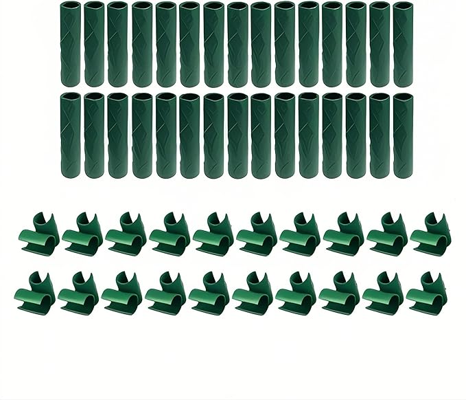 50Pcs Plant Stake Connectors,Garden Trellis Support Stake Connector Tubes Clips and Fixed Cross Buckle Clips, for 7/16” (11mm) Plant Stakes
